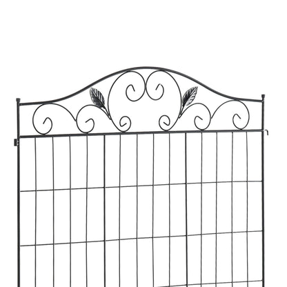 Outsunny Set of 2 Decorative Garden Fence, 8 Panels Metal Picket Fence, Versatile Shapes for Patio Lawn, 365cm x 112cm, Black