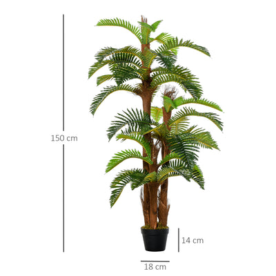 Outsunny Set of 2 Artificial Plant Tropical Palm in Pot, Fake Plants for Home Indoor Outdoor Decor, 150cm, Green 