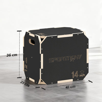 SPORTNOW Non-Slip Plyo Box, Corner-free Wooden Jump Box, 31 x 36 x 41 cm 