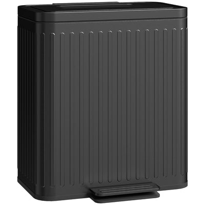 HOMCOM 40L Dual Compartment Rubbish Bin, with Soft-Close Lid - Black 