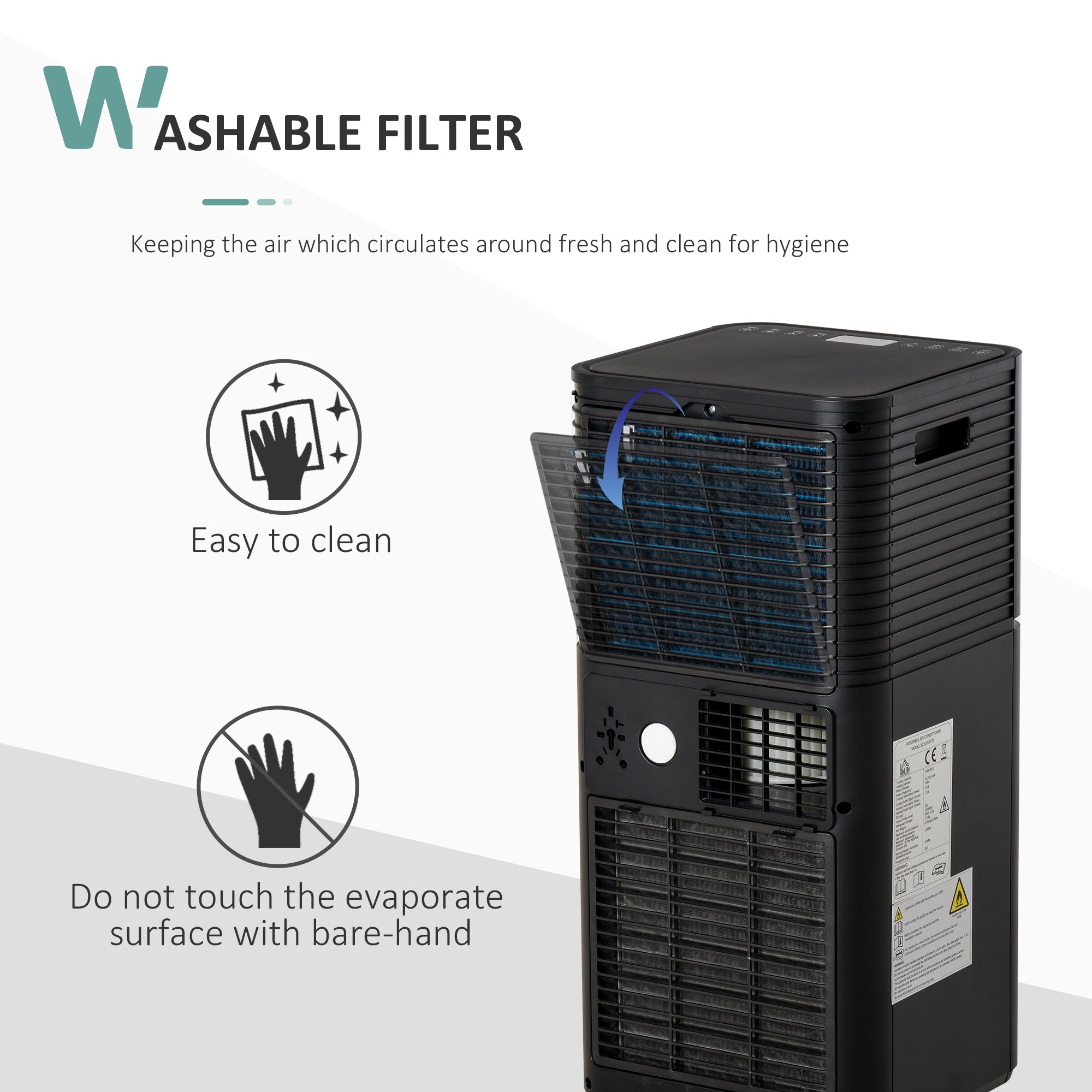HOMCOM 5000 BTU 4-In-1 Portable Air Conditioner Unit Cooling Dehumidifying Ventilating  for Room up to 18m², with Fan, Remote, 24H Timer, Window Mount Kit, R290, A Energy Efficiency 
