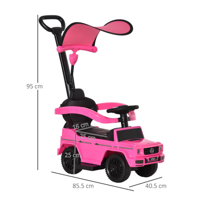 HOMCOM 3 in 1 Kids Children Ride on Push Car Toddler Sliding Car G350 Licensed Walker Foot to Floor Slider Push-Along with Horn Steering Wheel NO POWER Manual, Pink 