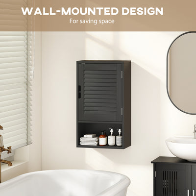 HOMCOM Bathroom Cabinet, Wall Mounted Storage Cabinet with Adjustable Shelves, 40 x 20 x 60 cm, Black 