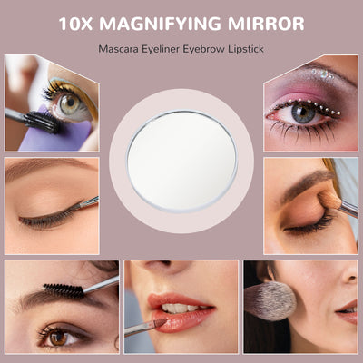 HOMCOM Vanity Mirror with Lights, Large Lighted Makeup Mirror with 3 Colour Lighting Modes, 10X Magnifying, USB Charging Port, Touch Screen, Tabletop or Wall Mounted Design for Bedroom, White 