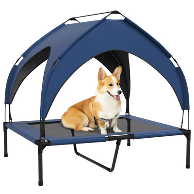 PawHut Cooling Raised Pet Bed w/ Washable Breathable Mesh, for Medium, Large Dogs, 91 x 76 x 89cm - Dark Blue 