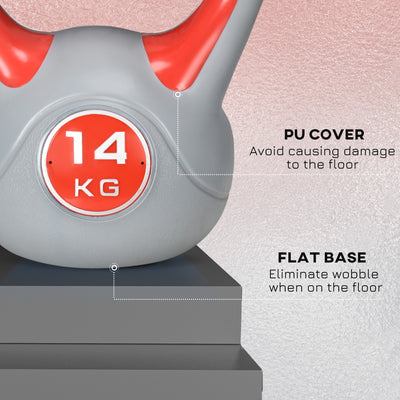 SPORTNOW Kettlebell, 14kg Kettle Bells with Handle for Home Gym Weight Lifting and Strength Training, Red and Grey 