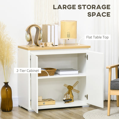 HOMCOM Kitchen Sideboard, Storage Cabinet with Double Doors and Adjustable Shelf for Living Room, Entryway, White 