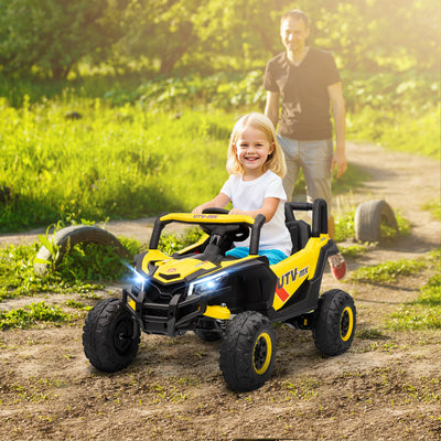 AIYAPLAY 12V Kids Ride On Car with Remote Control, Kids Electric Car with Suspension System, Music, for Kids 3-5 Years, Yellow 