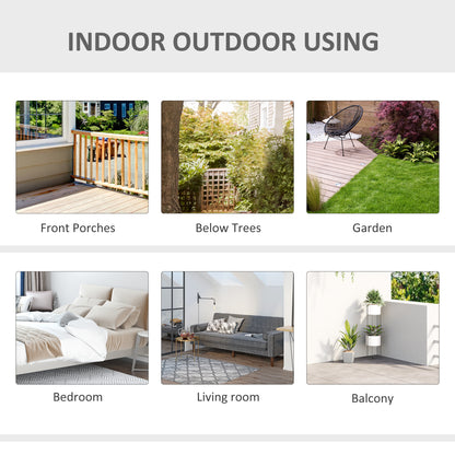 Outsunny Outdoor Cotton-Polyester Blend Macrame Hanging Rope Chair with Cushion, Portable Garden Chair with Fringe Tassels for Patio, Deck, Tree, Grey 