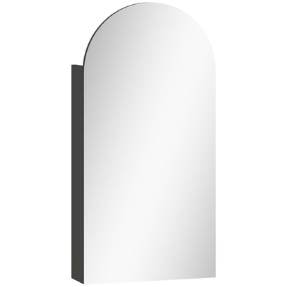 HOMCOM Arched Bathroom Mirror Cabinet with Adjustable Glass Shelves - Black