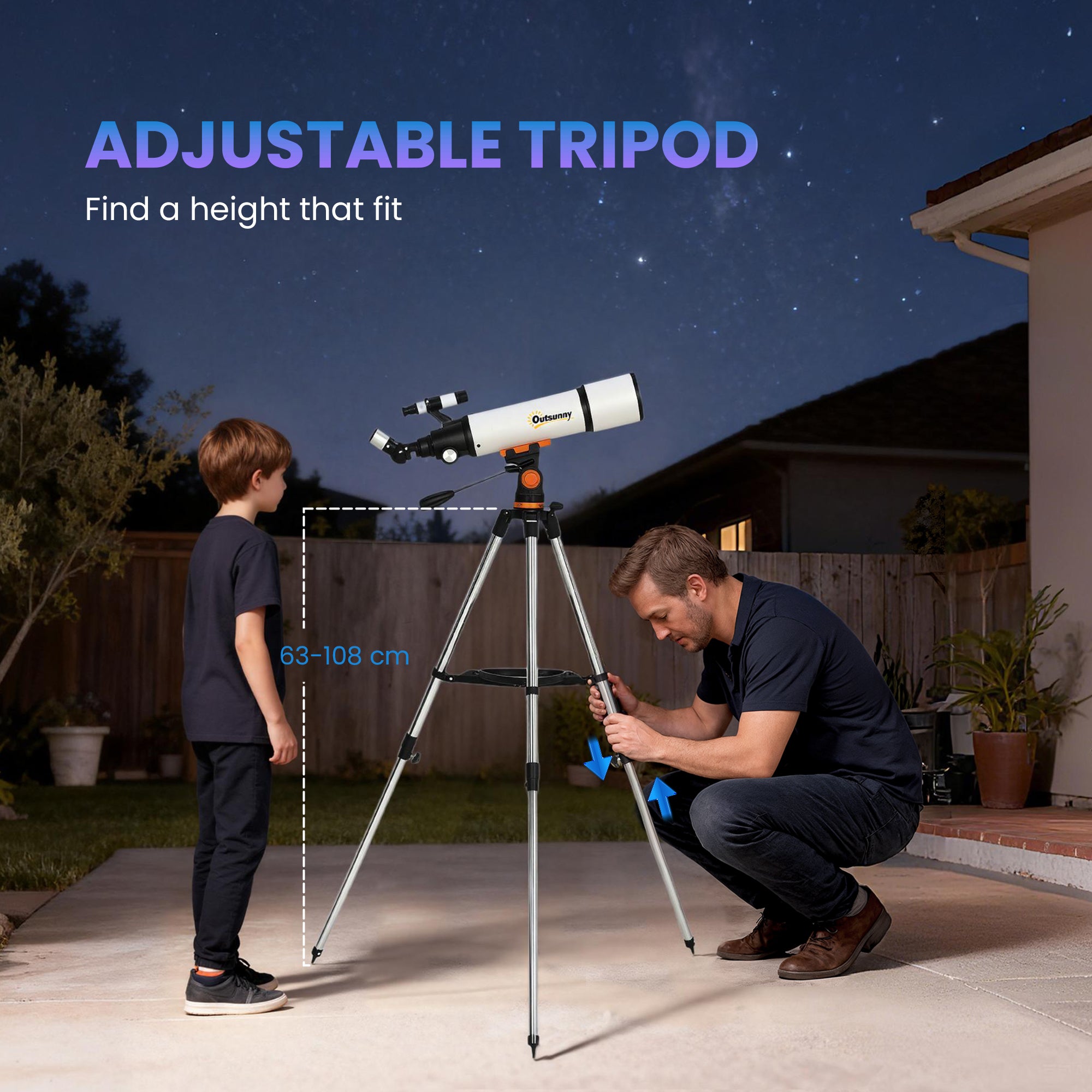Outsunny Astronomy Telescope for Adults and Beginners with 80 mm Aperture, Carry Bag, White 