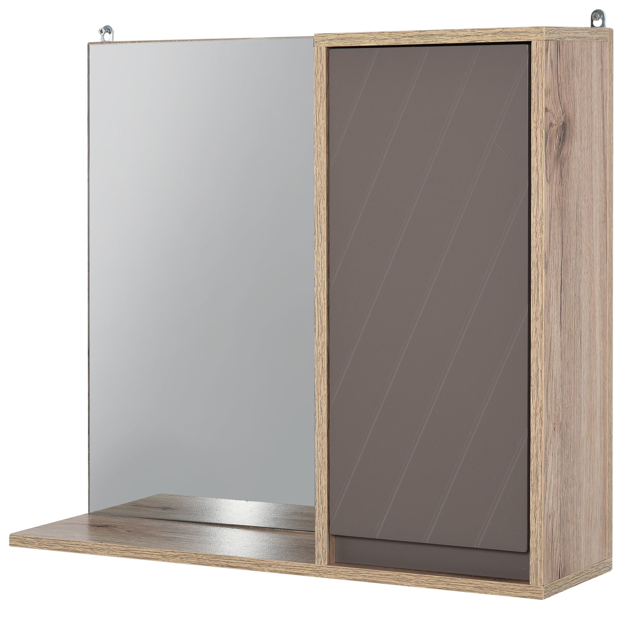HOMCOM Bathroom Mirror Cabinet, Wall-Mounted Bathroom Cabinet with Mirror and Adjustable Inner Shelf,  57L x 14.2W x49.2H cm 