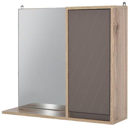 HOMCOM Bathroom Mirror Cabinet, Wall-Mounted Bathroom Cabinet with Mirror and Adjustable Inner Shelf,  57L x 14.2W x49.2H cm 