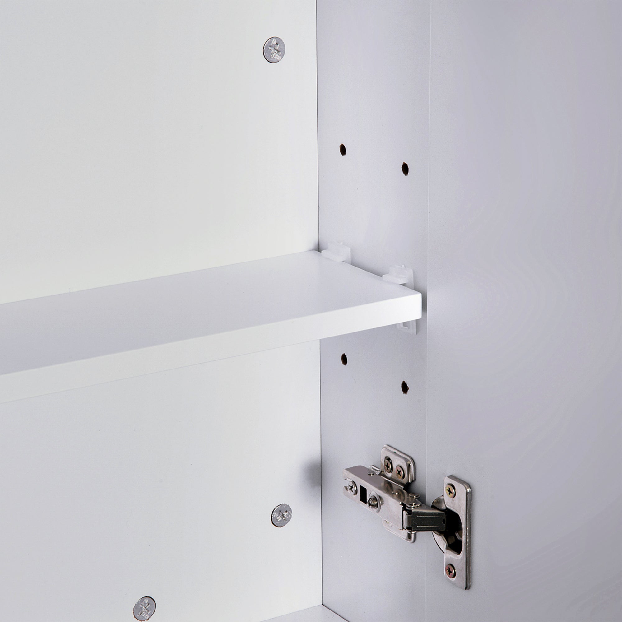 HOMCOM Mirror Cabinet, Wall Mount Bathroom Storage Cabinet with Adjustable Shelf, Double Door Cupboard, 60 x 15 x 75 cm, White 