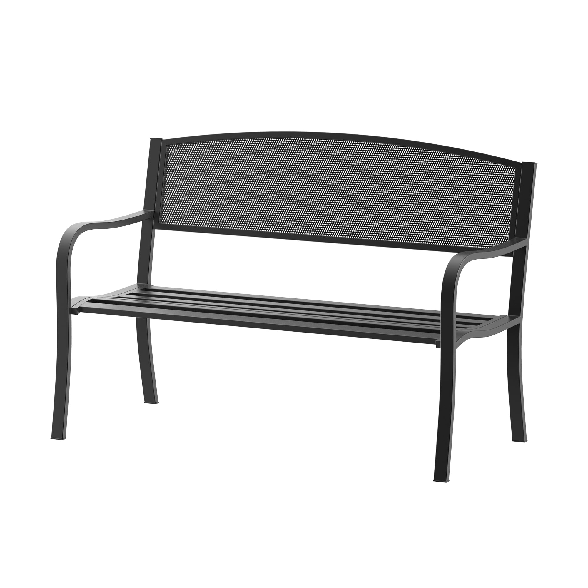 Outsunny Garden Bench Furniture Patio Park 2 Person Chair Seat Steel Black 120cm Outdoor 