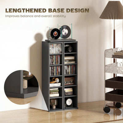HOMCOM Set of 2 CD Media Display Shelf Unit Tower Rack with Adjustable Shelves, Black 