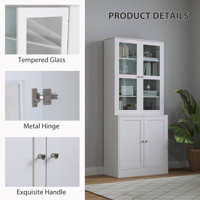 HOMCOM Double Storage Display Cabinet - White 