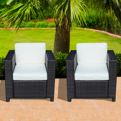 Outsunny 2 Rattan Garden single Seater Chair All Weather Wicker Weave Single Sofa chair armchair Patio Black 