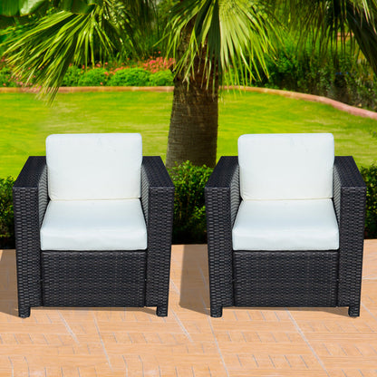 Outsunny 2 Rattan Garden single Seater Chair All Weather Wicker Weave Single Sofa chair armchair Patio Black