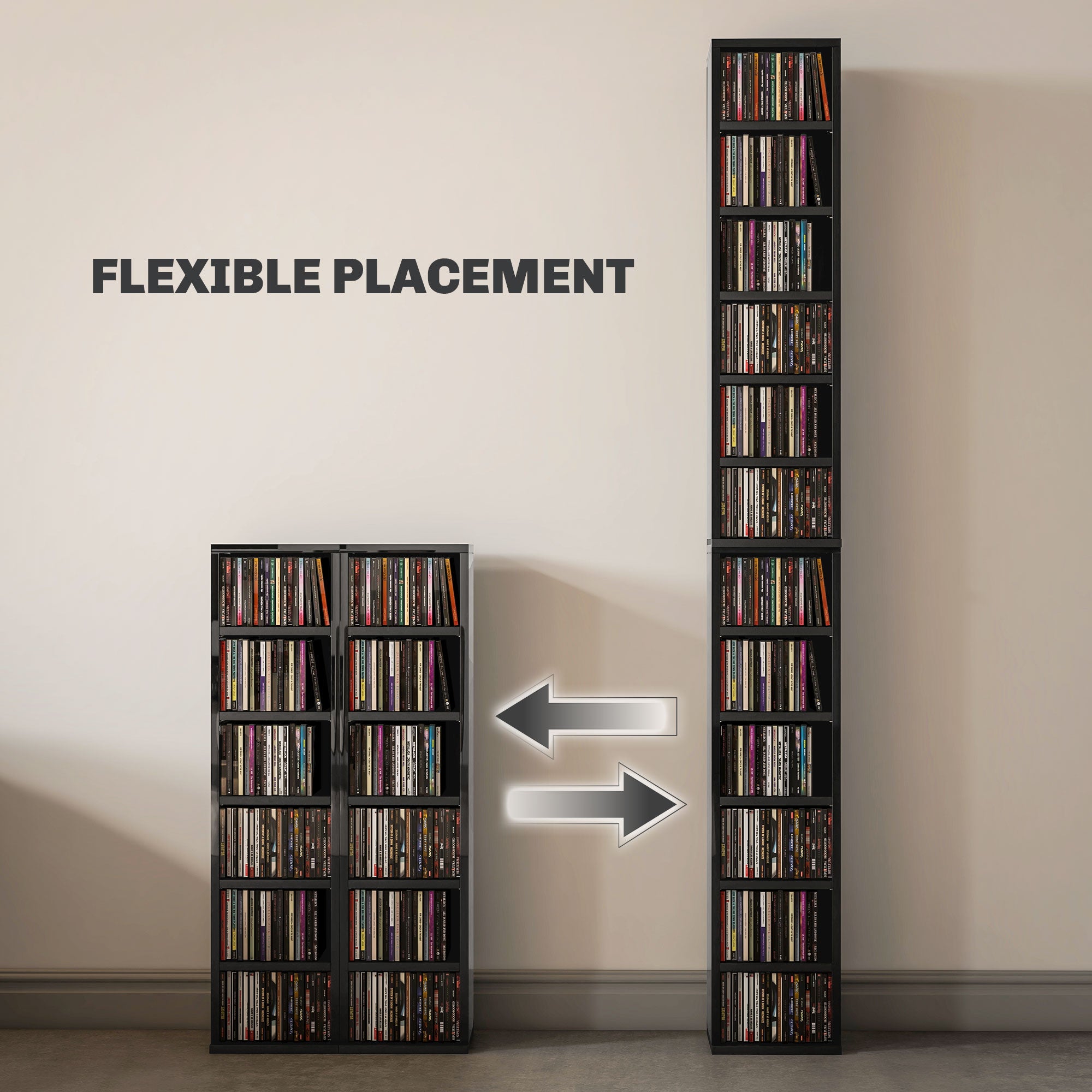 HOMCOM Set of Two 102 CD Storage Units - High Gloss Black 