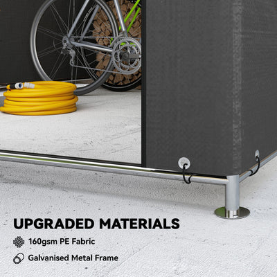 Outsunny 6.6 x 7.8ft Outdoor Garden Storage Shed, Waterproof Bike Tent with Roll-up Zipper Door, Galvanised Metal Frame, Portable Shed Shelter Carport for Motorcycle Garden Tools, Dark Grey 