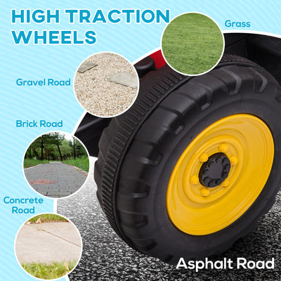 HOMCOM Ride On Tractor, Battery Powered Electric Car, with Detachable Trailer, Remote Control, Music - Red 