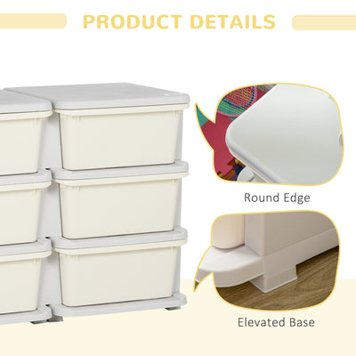 HOMCOM Kids Storage Unit, with Six Drawers - Cream 