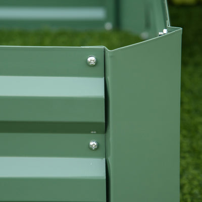 Outsunny Set of 2 291L Raised Garden Bed, Elevated Galvanised Planter Box for Flowers, Herbs, 100x100x30cm, Green 