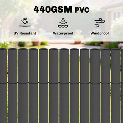 Outsunny 2Pcs Plastic Privacy Screening Fence, 1m x 3 m Waterproof Windbreak Fence, Dark Grey 