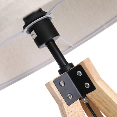 HOMCOM Floor Lamp with Elegant Wood Tripod, Free Standing E27 Bulb Lamp Versatile Use For Home Office - Beige 