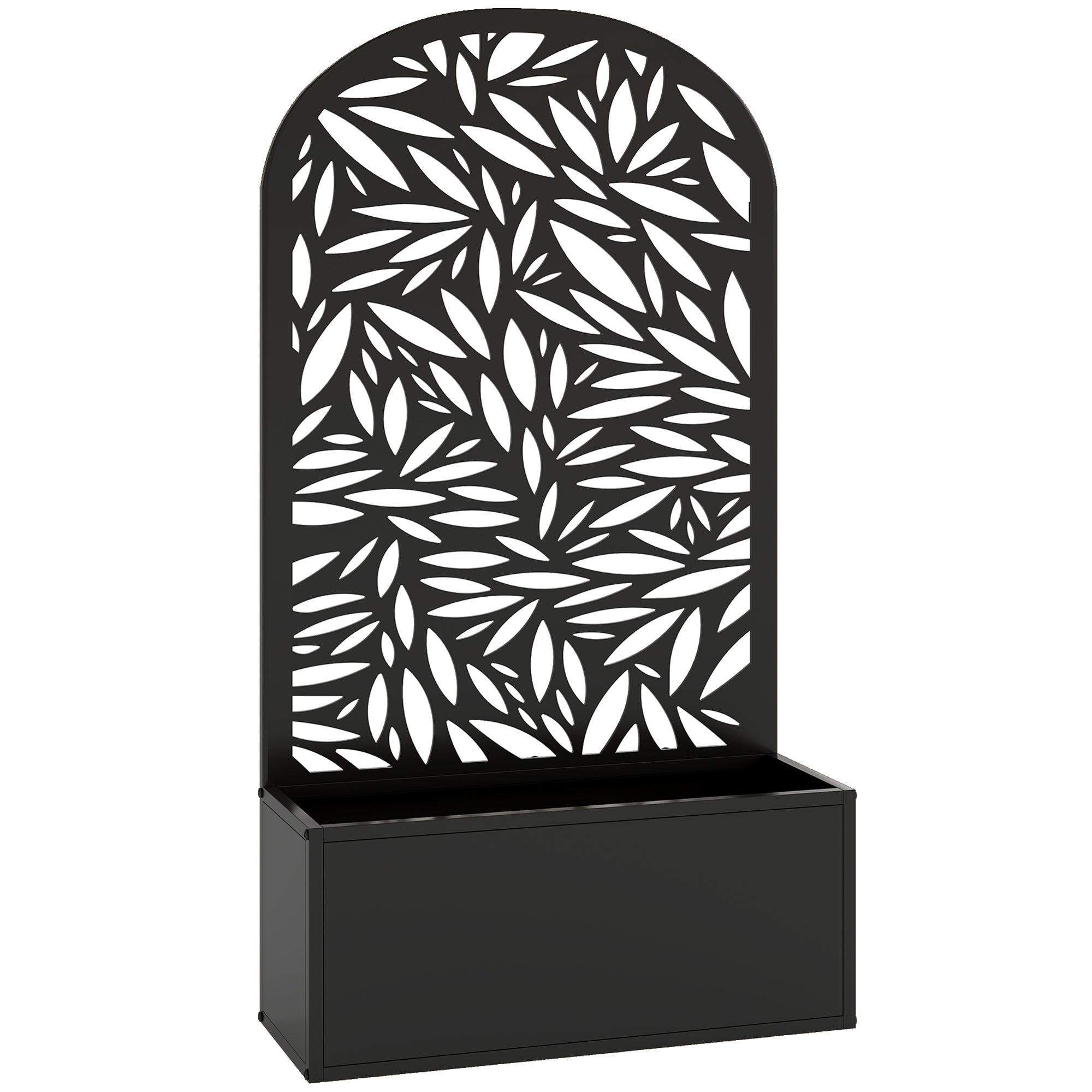 Outsunny Metal Garden Bed for Garden with Trellis, Wall Mounted or Freestanding Raised Planter with Curved Privacy Screen 