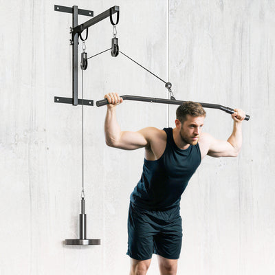 SPORTNOW Weight Pulley System, Cable Pulley System for Home Gym, Cable Machine LAT Pull Down Attachment for Biceps Curl, Tricep, Arm Workouts 