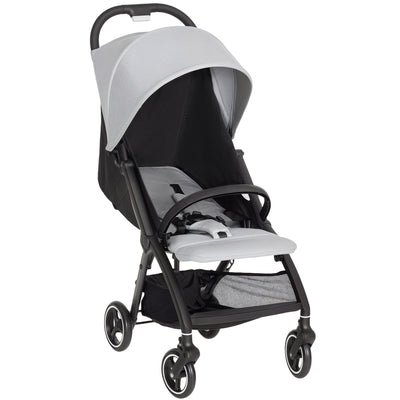AIYAPLAY Travel Stroller, Lightweight Pushchair, Compact Buggy with Canopy, Basket and Multi-Position Recline, Light Grey 