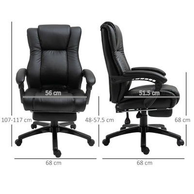 Vinsetto Executive Office Chair for Home, PU Leather Computer Chair, Swivel Desk Chair with Footrest, Wheels, Adjustable Height, Black 