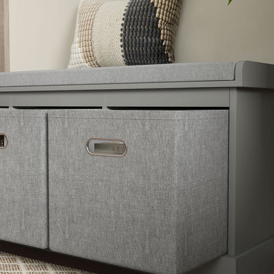HOMCOM Three-Drawer Shoe Storage Bench, with Padded Top Seat - Grey 