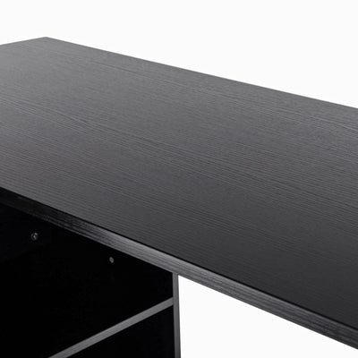 HOMCOM L Shaped Computer Desk, Reversible Home Office Desk with Drawers, File Cabinet and Storage Shelves, Study Table, 117 x 83.5 x 76cm, Black 