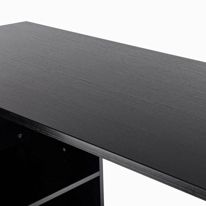 HOMCOM L Shaped Computer Desk, Reversible Home Office Desk with Drawers, File Cabinet and Storage Shelves, Study Table, 117 x 83.5 x 76cm, Black 
