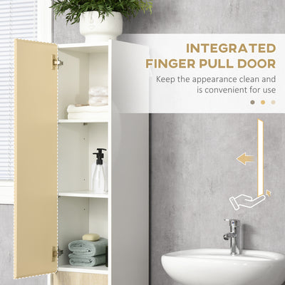 kleankin Tall Bathroom Cabinet with Adjustable Shelves, 5-Tier Modern Freestanding Tallboy with Storage Cabinets, White 