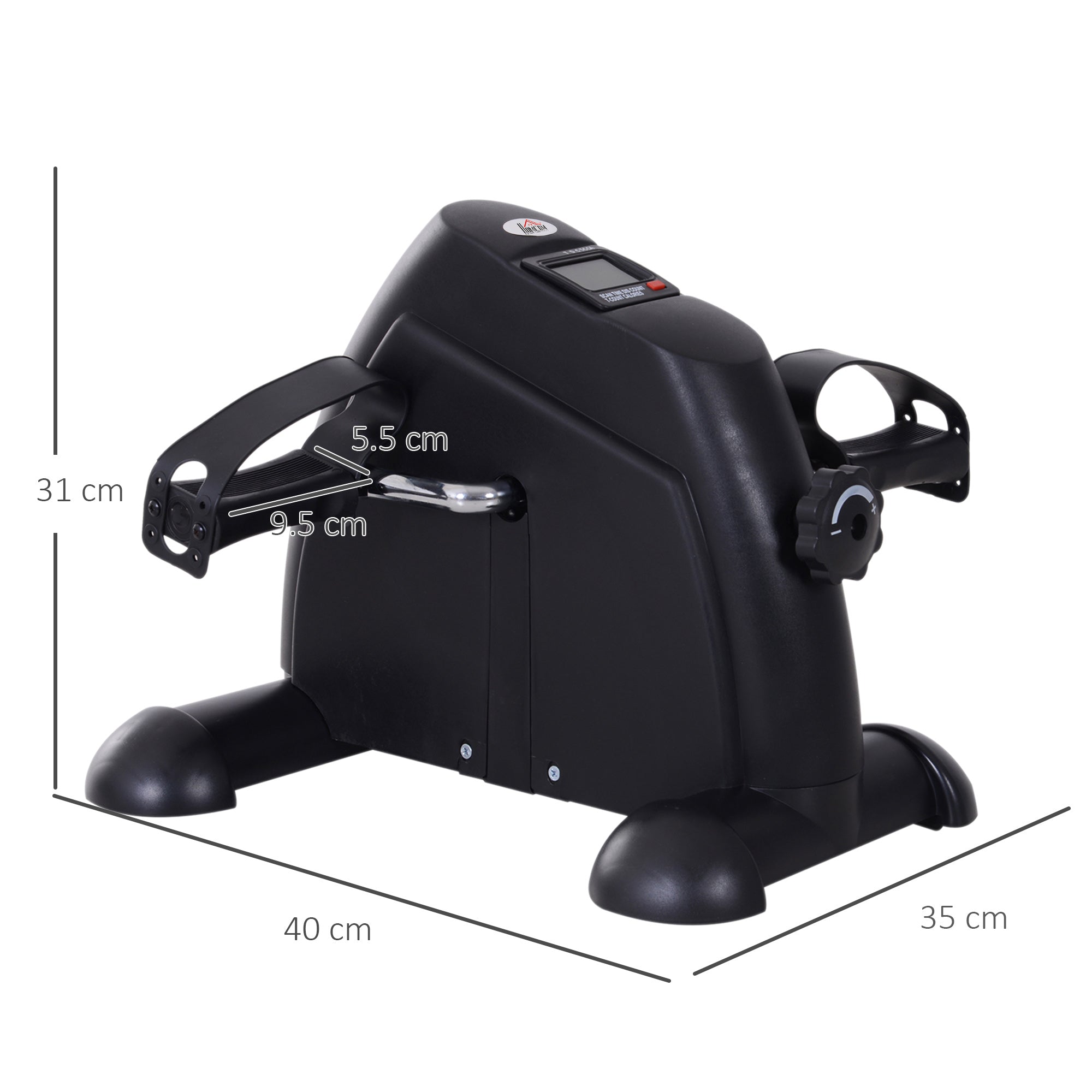 HOMCOM Mini Exercise Bike, Portable Pedal Exerciser, Under Desk Bike with LCD Display for Legs and Arms Training, Black 