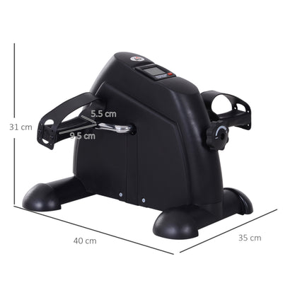 HOMCOM Mini Exercise Bike, Portable Pedal Exerciser, Under Desk Bike with LCD Display for Legs and Arms Training, Black 