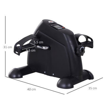 HOMCOM Mini Exercise Bike, Portable Pedal Exerciser, Under Desk Bike with LCD Display for Legs and Arms Training, Black 