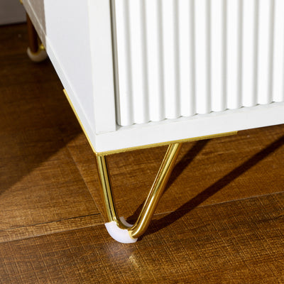 HOMCOM Elegant Chest of Two Drawers - White/Gold-Tone 