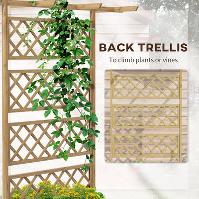 Outsunny Wooden Trellis Planter Box, Raised Garden Bed to Grow Vegetables, Herbs and Flowers, Natural Tone 