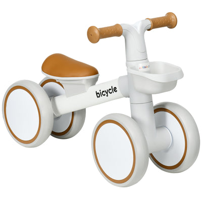 AIYAPLAY Kids Balance Bike for 1-3 Years Old with Adjustable Seat, Silent Wheels, White 