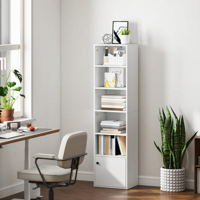 HOMCOM 6-Tier 156 cm Tall Bookcase - White 
