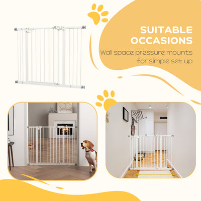 PawHut Metal 74-100cm Wide Adjustable Dog Gate Black 