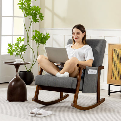 HOMCOM Wood Frame Rocking Accent Chair - Grey 