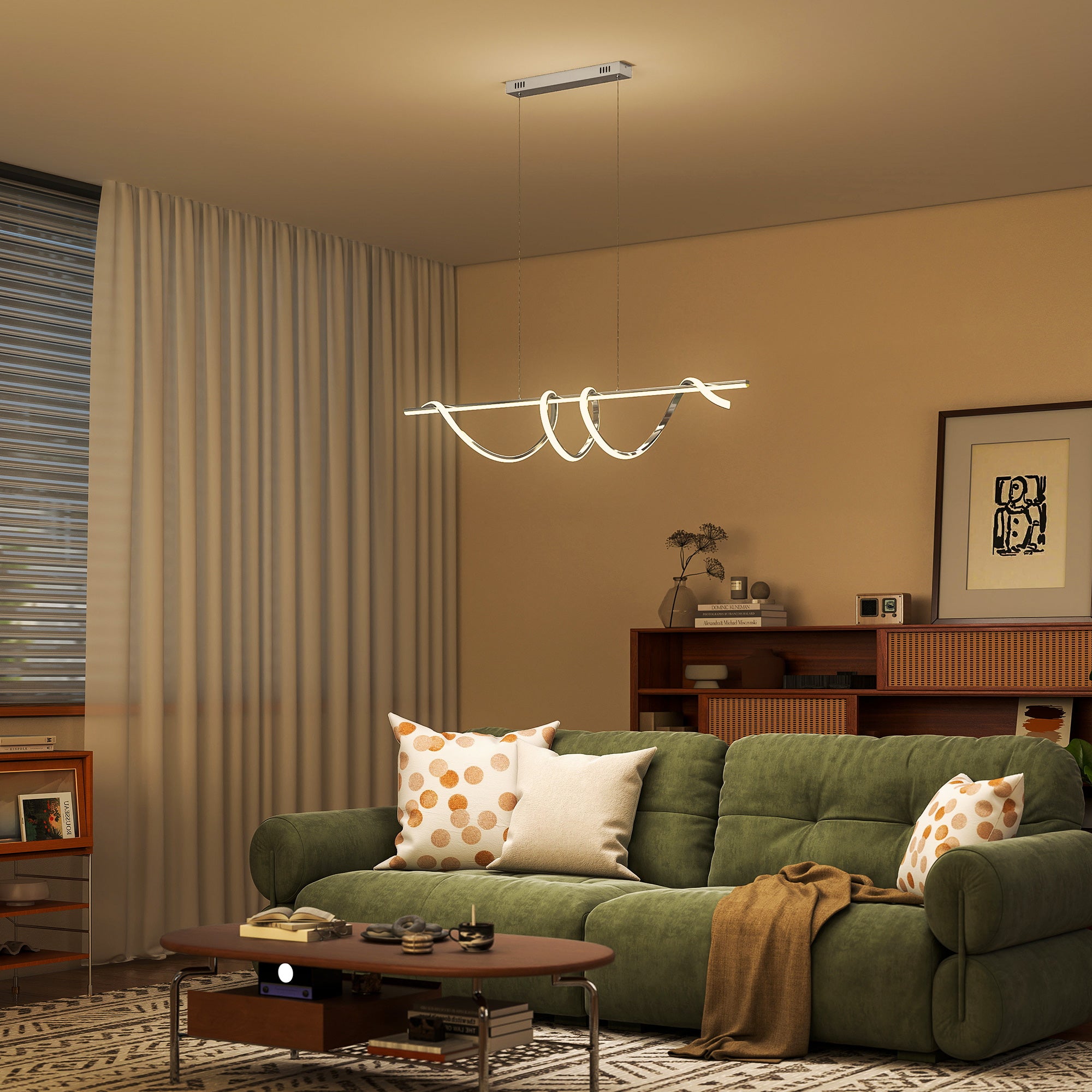 HOMCOM Pendant Light with 3 Colour Temperatures - Silver Tone 