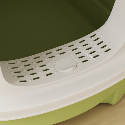 PawHut Cat Litter Box with Lid, Scoop, Deodorisation Bags, Top Entry, Green 