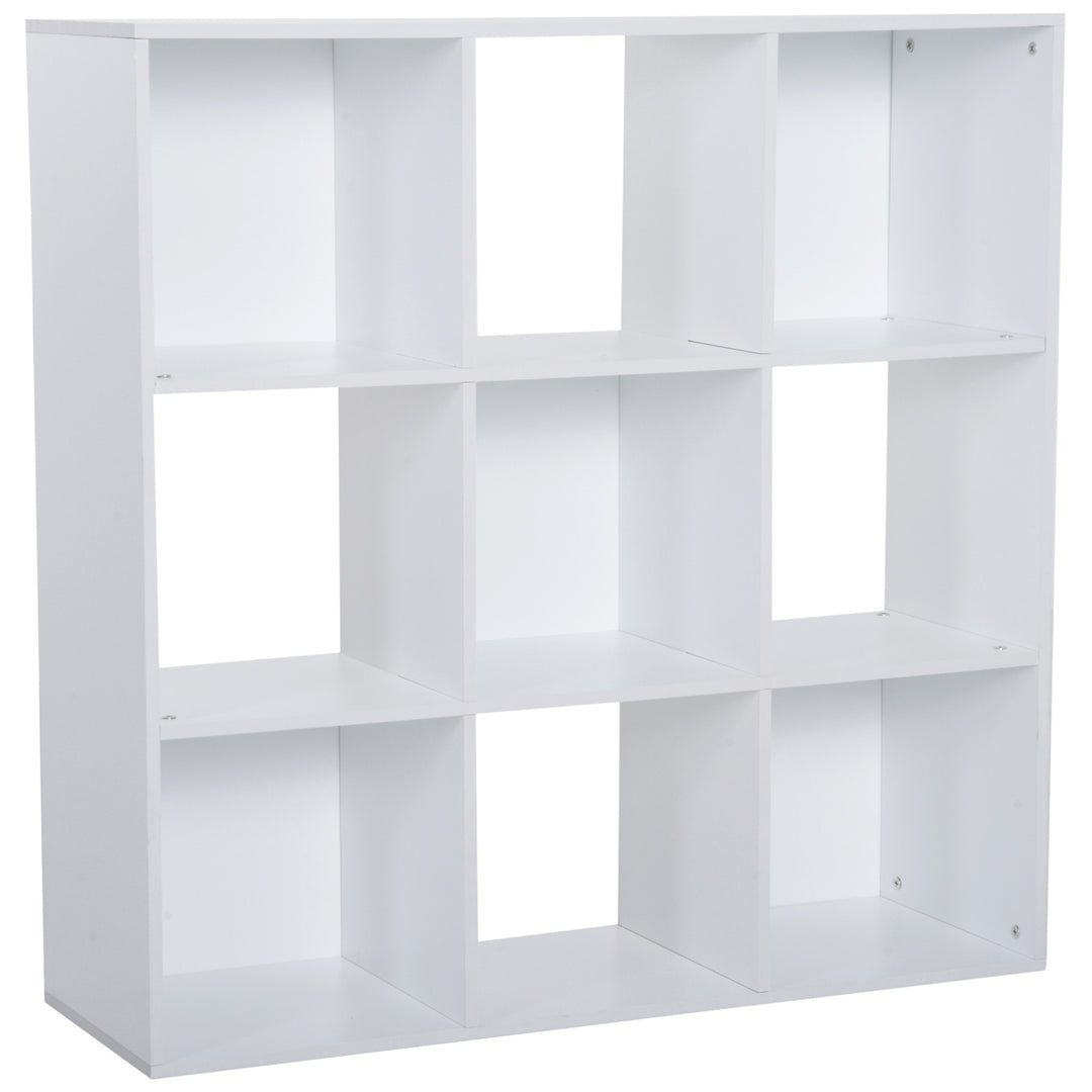 HOMCOM 3-tier 9 Cubes Storage Unit Particle Board Cabinet Bookcase Organiser Home Office Shelves White 